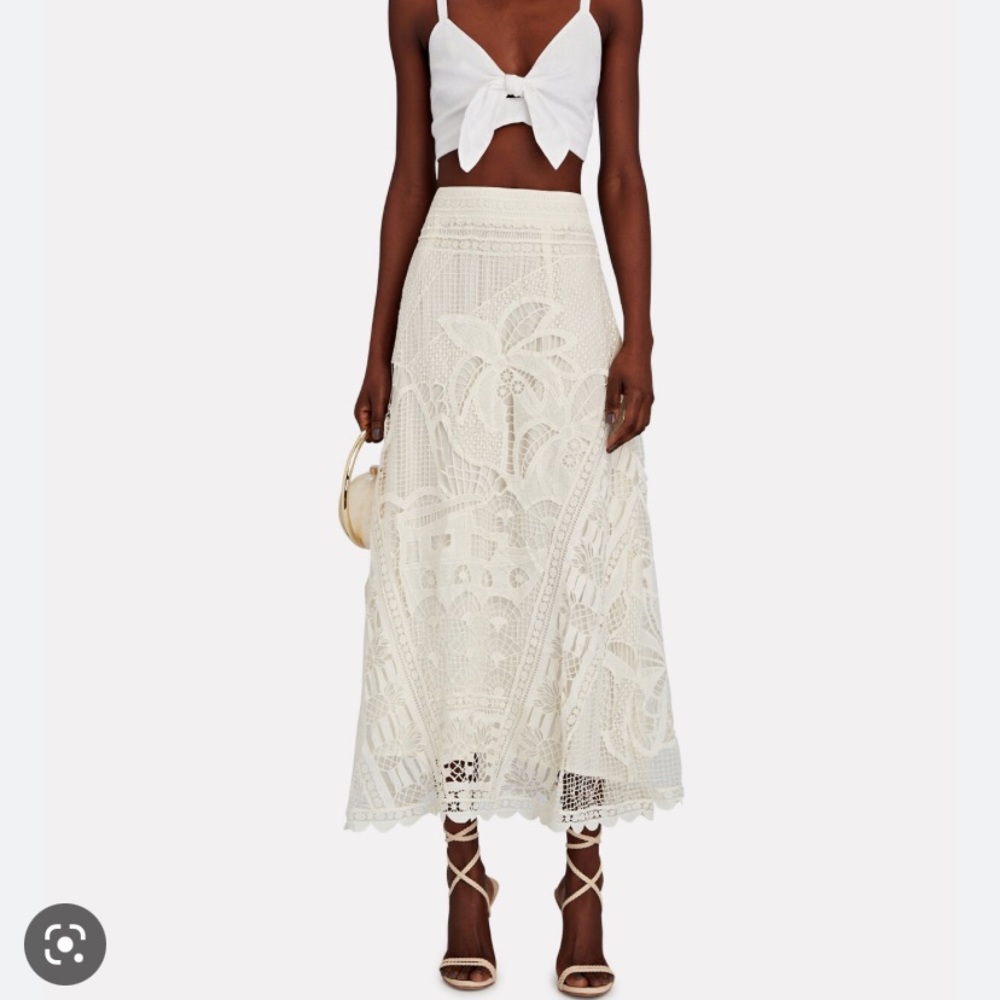Farm Rio cream guipure lace skirt size XS